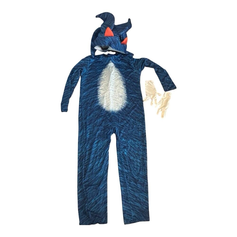 Crazycos Sonic Hedgehog Costume Kids Med. Blue Headpiece One Piece Gloves Hallow